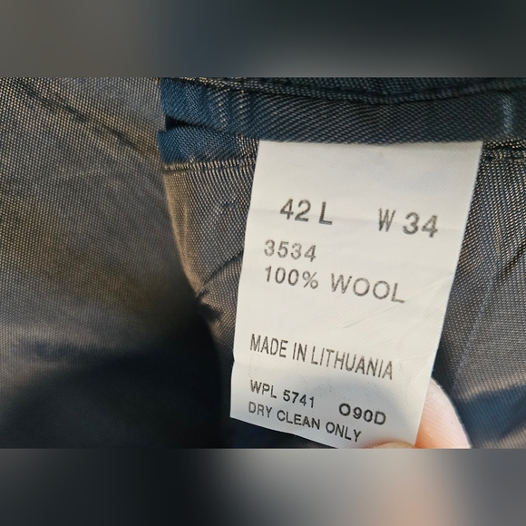 Oscar De La Renta Profile mens 42L 34W 100% wool blue pinstripe suit jacket - Picture 10 of 10